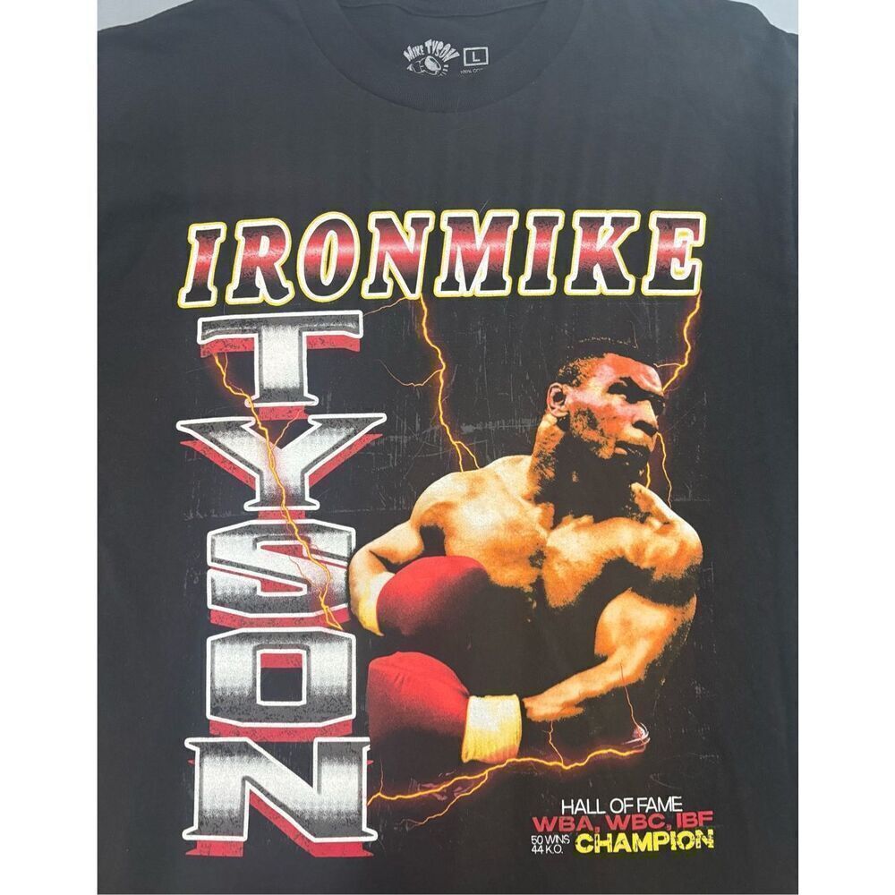Iron Mike Tyson Boxing Short Sleeve Graphic Pullover T Shirt Mens Size L Black